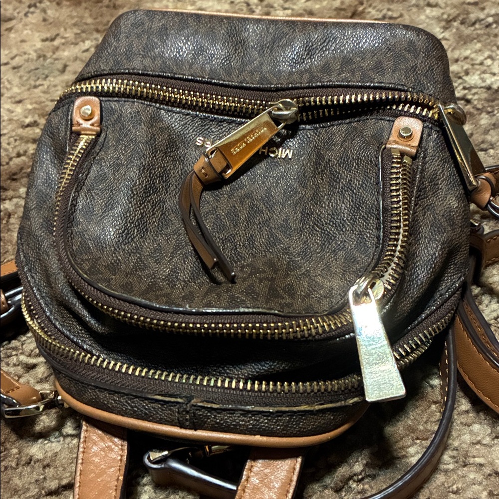 New Mk Brown Patterned Mini Backpack - image 4